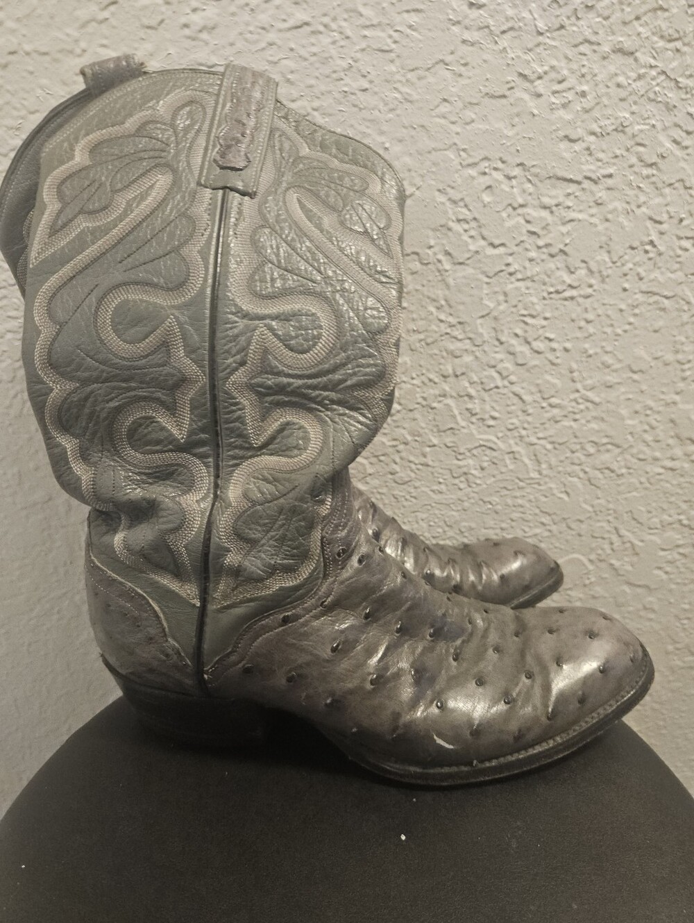 Eldorado Womens Silver Ostrich Leather Cowboy Boots